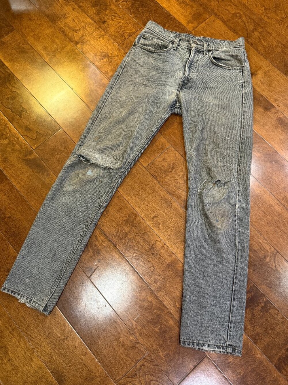 Vtg Levi's 505 Regular Straight Leg 31x34 Black Grey Distressed *Replaced Zipper